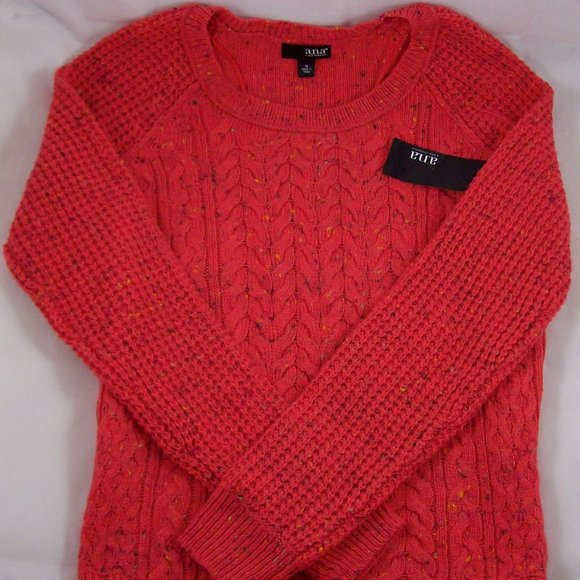 a.n.a  Bright Cayenne Tweed Cable Knit Sweater - Picture 4 of 5